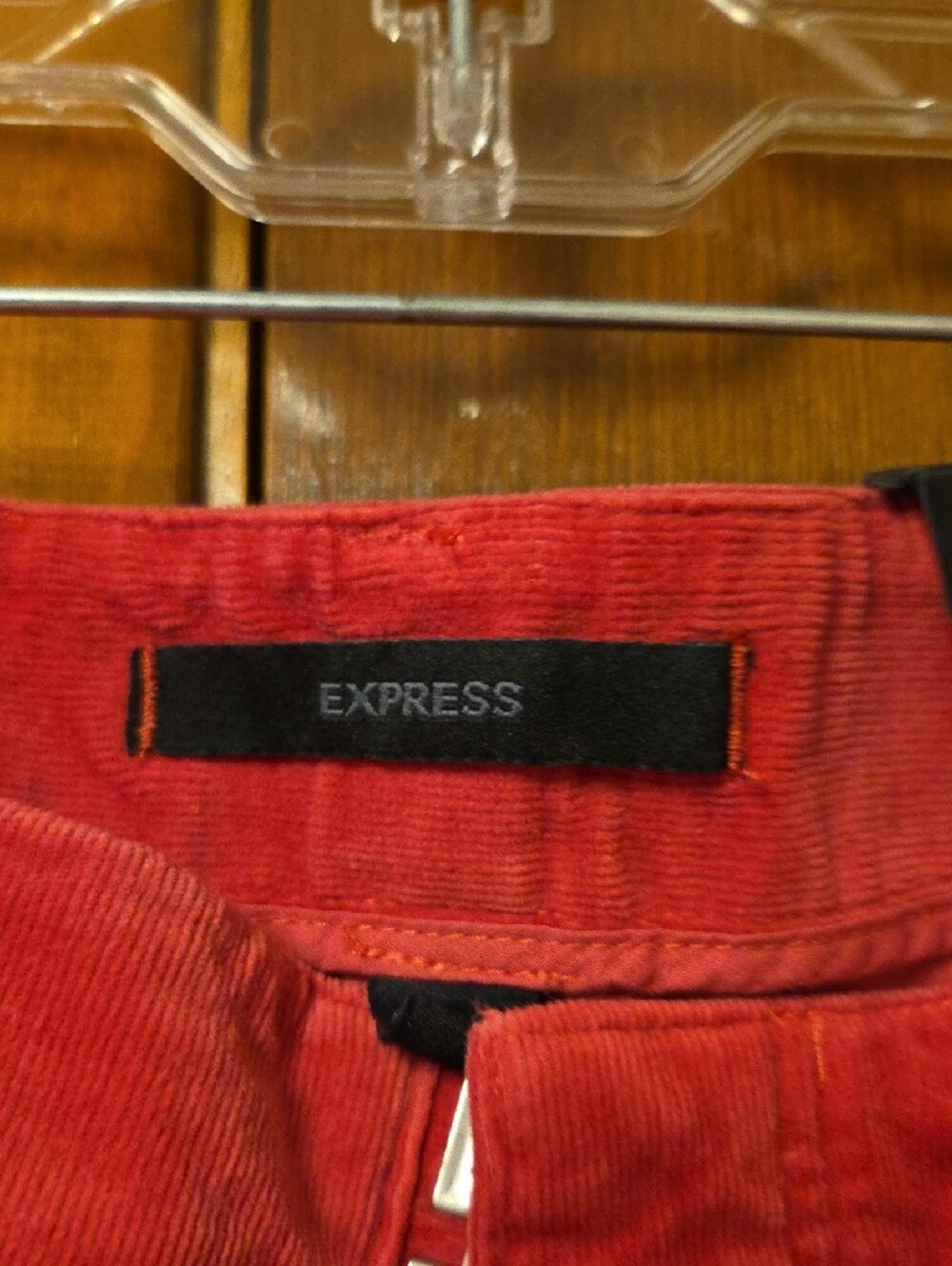 Express Slim Flared Leg Corduroy Jeans in Red - Picture 3 of 12